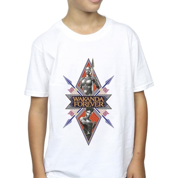 Marvel Boys Wakanda Forever Tribal Spear Chest T-Shirt