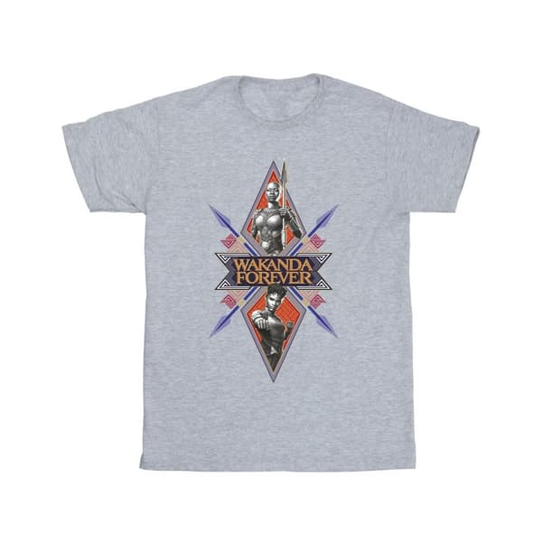 Marvel Wakanda Forever Tribal Spear - T-shirt med bröstkorg för pojkar Sports Grey 12-13 Years