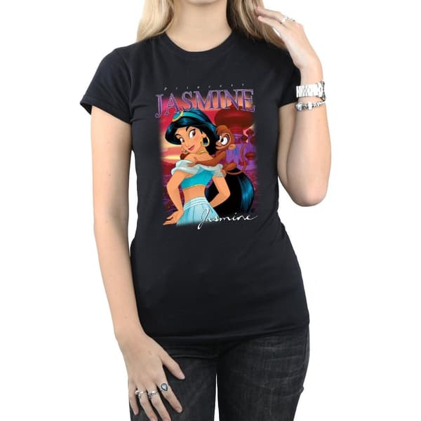 Disney Dam/Tjej Aladdin Prinsessan Jasmine Montage Bomulls-T-shirt