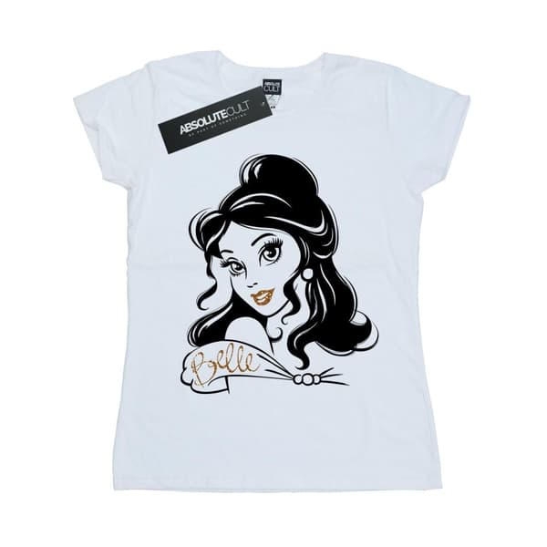 Disney Princess Dam/Tjej Belle Sparkle T-shirt i bomull White S