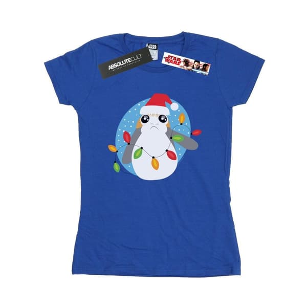 Star Wars Dam/Tjej - De sista jediriddarna - Porg - julbelysning - T-shirt i bomull