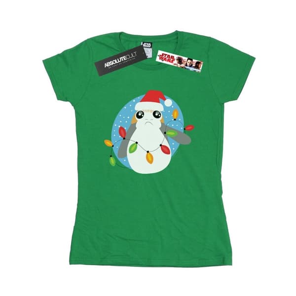 Star Wars Dam/Tjej - De sista jediriddarna - Porg - julbelysning - T-shirt i bomull