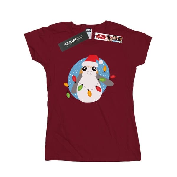 Star Wars Dam/Tjej - De sista jediriddarna - Porg - julbelysning - T-shirt i bomull