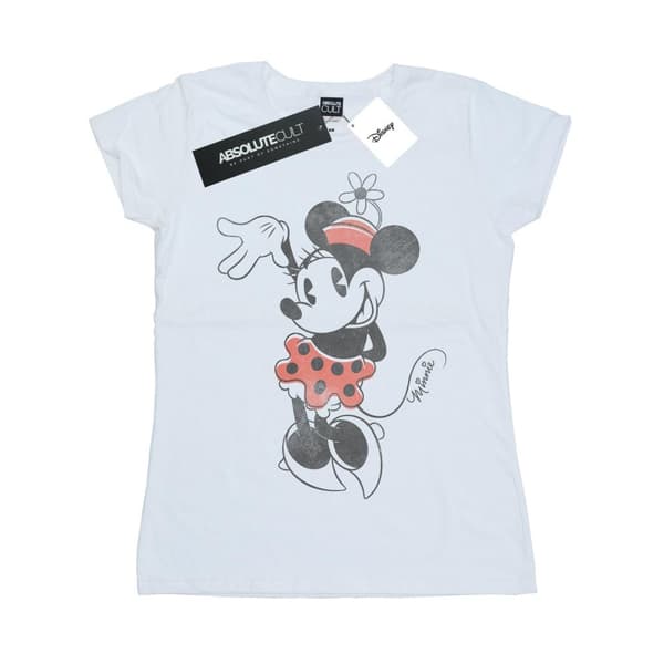 Disney Womens/Ladies Minnie Mouse Waving Cotton T-Shirt White S