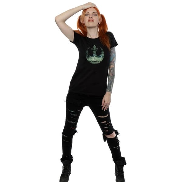 Star Wars Womens/Ladies Rogue One I´m One With The Force Alliance Emblem Green Cotton T-Shirt
