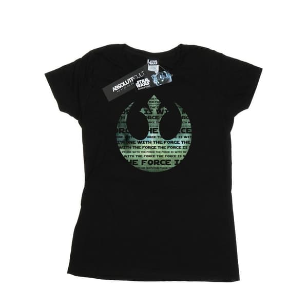 Star Wars Womens/Ladies Rogue One I´m One With The Force Alliance Emblem Green Cotton T-Shirt