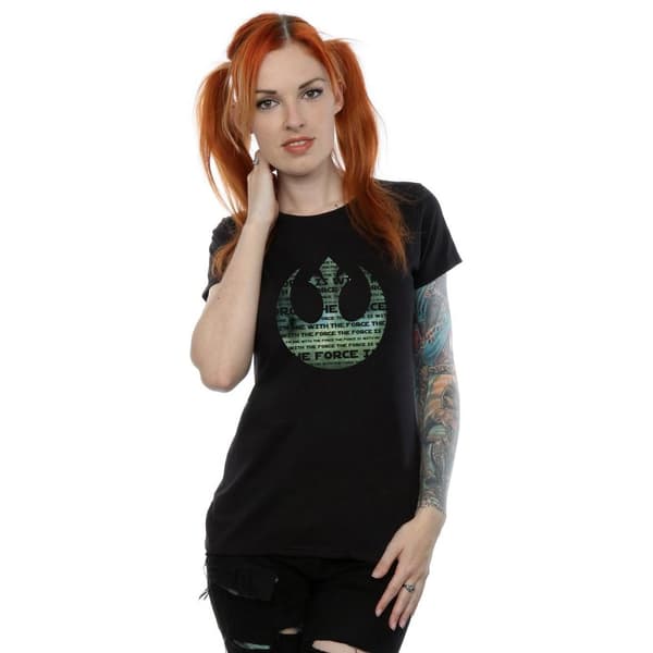 Star Wars Womens/Ladies Rogue One I´m One With The Force Alliance Emblem Green Cotton T-Shirt