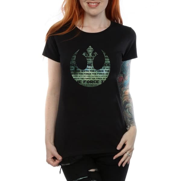 Star Wars Womens/Ladies Rogue One I´m One With The Force Alliance Emblem Green Cotton T-Shirt