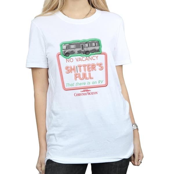 National Lampoon´s Christmas Vacation Dam/kvinnor Greyscale No Vacancy Boyfriend T-shirt i bomull