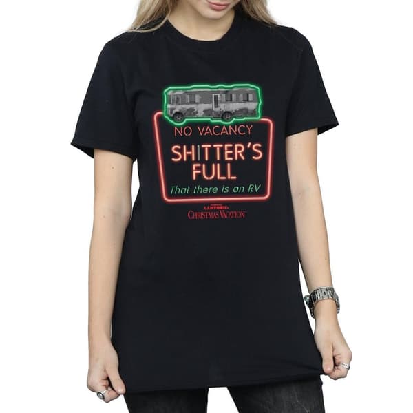 National Lampoon´s Christmas Vacation Dam/kvinnor Greyscale No Vacancy Boyfriend T-shirt i bomull
