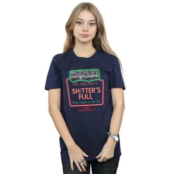 National Lampoon´s Christmas Vacation Dam/kvinnor Greyscale No Vacancy Boyfriend T-shirt i bomull