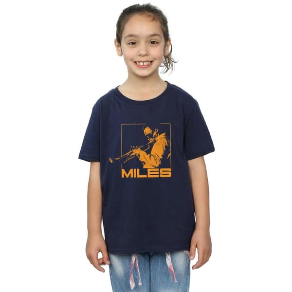 Miles Davis Orange T-shirt i bomull med fyrkantiga kanter för flickor