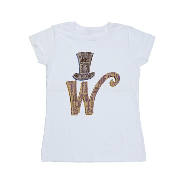 Willy Wonka Dam/Tjej W Logo Hat Bomulls-T-shirt White M