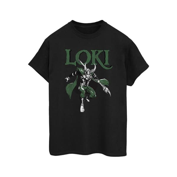 Marvel Womens/Ladies Loki Scepter Cotton Boyfriend T-Shirt Black 4XL