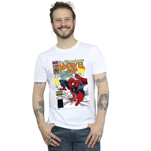 Marvel Mens Spider-Man Marvel Age Comic Cover T-Shirt