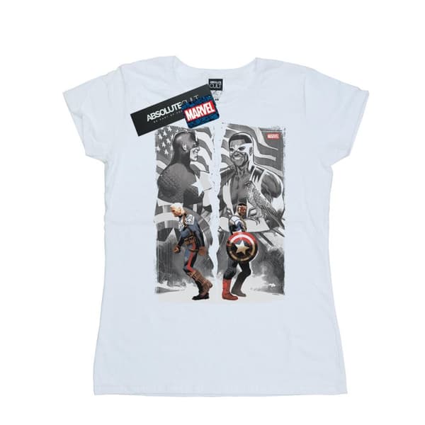 Marvel Dam/Tjej - Falcon och Captain America - T-shirt i delad bomull