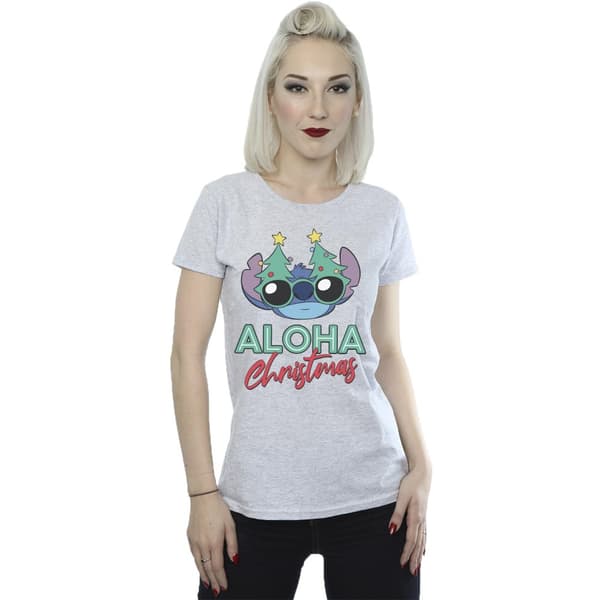 Disney Womens/Ladies Lilo And Stitch Christmas Tree Shades Cotton T-Shirt