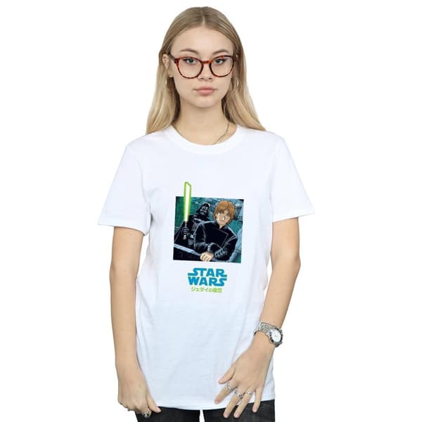 Star Wars Womens/Ladies Vader And Luke Anime Cotton Boyfriend T-Shirt