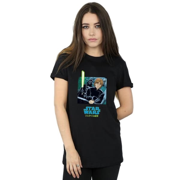 Star Wars Womens/Ladies Vader And Luke Anime Cotton Boyfriend T-Shirt