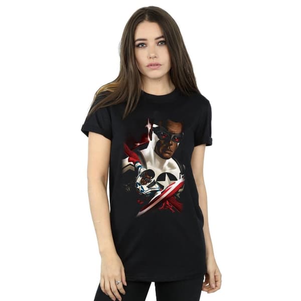 Marvel Womens/Ladies Captain America Sam Wilson Portrait Cotton Boyfriend T-Shirt