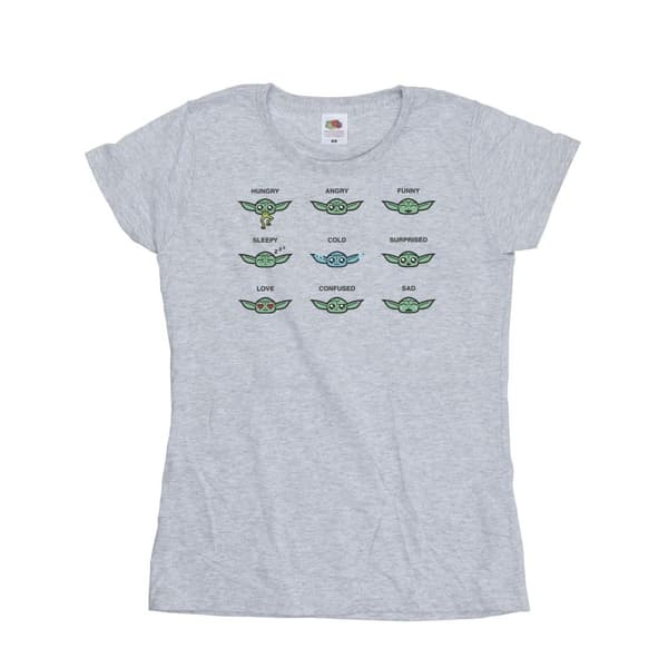 Star Wars Womens/Ladies Mandalorian Grogu Mood Cotton T-Shirt Sports Grey XL