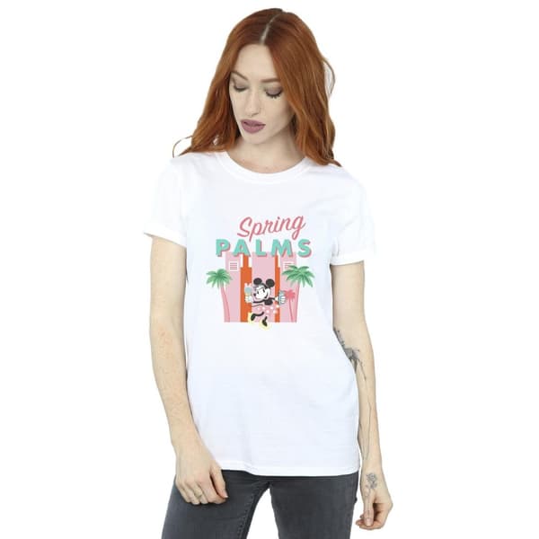 Disney Womens/Ladies Minnie Mouse Spring Palms Cotton Boyfriend T-Shirt