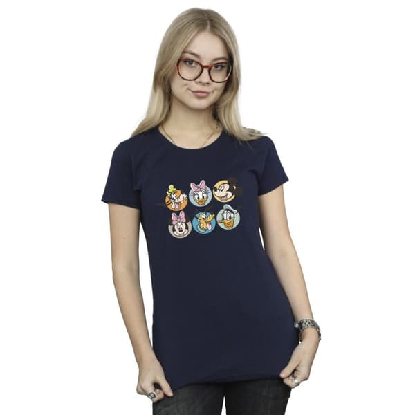 Disney Dam/Tjej Musse Pigg och hans vänner Faces T-shirt i bomull