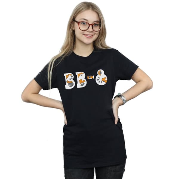 Star Wars Dam/Tjej The Rise Of Skywalker BB-8 Text Logo Bomull Boyfriend T-shirt