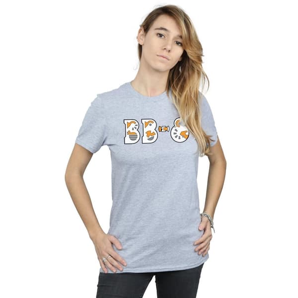 Star Wars Dam/Tjej The Rise Of Skywalker BB-8 Text Logo Bomull Boyfriend T-shirt
