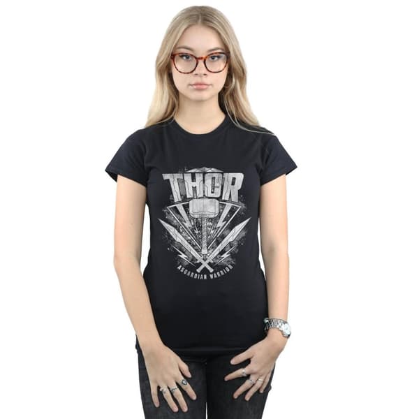 Marvel Dam/Tjej - Thor Ragnarok - T-shirt i bomull med hammarlogo