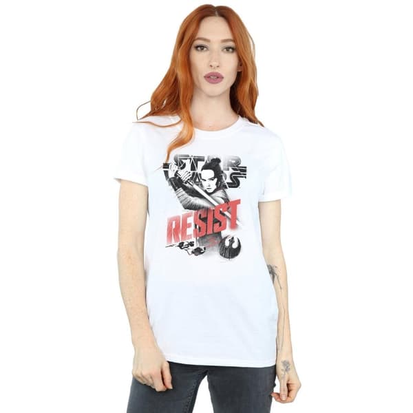 Star Wars Womens/Ladies The Last Jedi Rey Resist Cotton Boyfriend T-Shirt