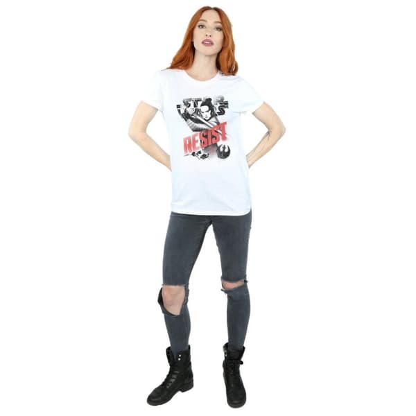 Star Wars Womens/Ladies The Last Jedi Rey Resist Cotton Boyfriend T-Shirt
