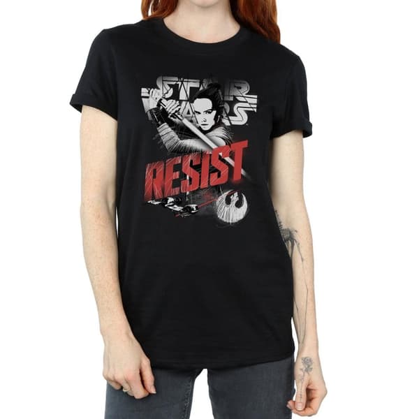 Star Wars Womens/Ladies The Last Jedi Rey Resist Cotton Boyfriend T-Shirt
