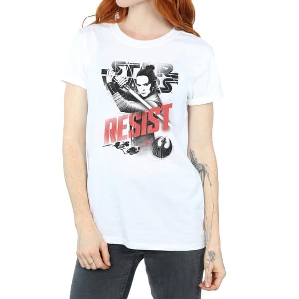 Star Wars Womens/Ladies The Last Jedi Rey Resist Cotton Boyfriend T-Shirt
