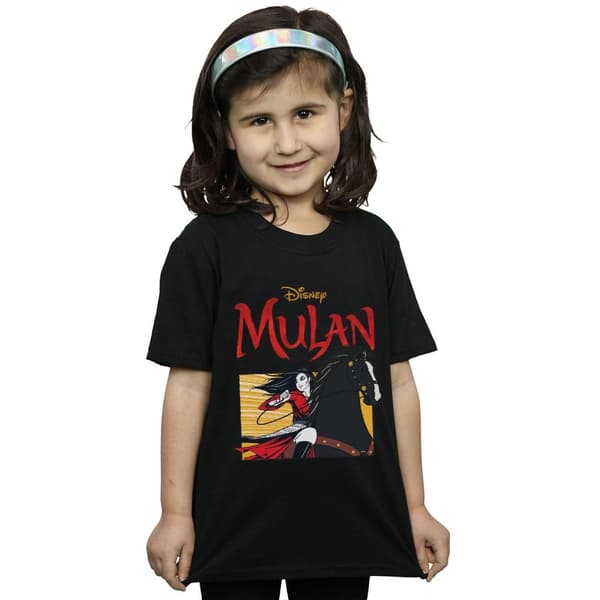 Disney T-shirt i bomull med hästram från Mulan-filmen för flickor