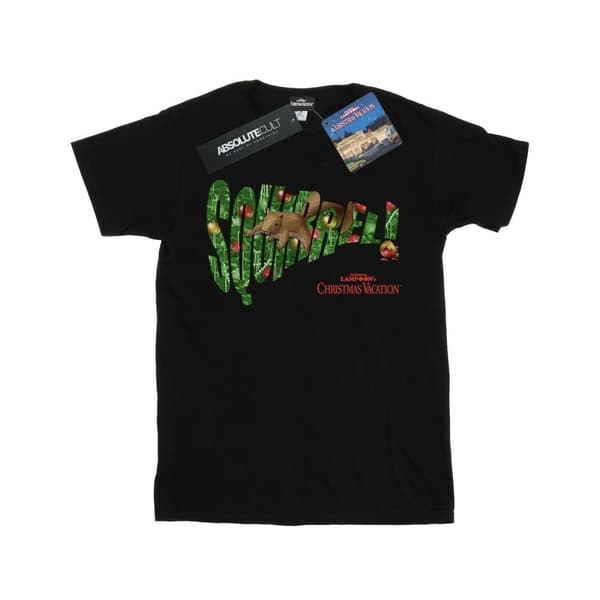 National Lampoon´s Christmas Vacation Dam/kvinnor Ekorrträd Bomull Boyfriend T-shirt Black L
