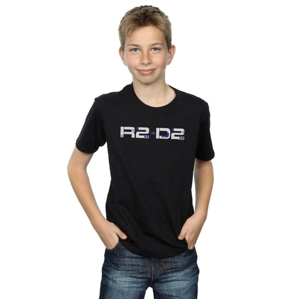 Star Wars Boys The Rise Of Skywalker R2-D2 Text Logo T-Shirt