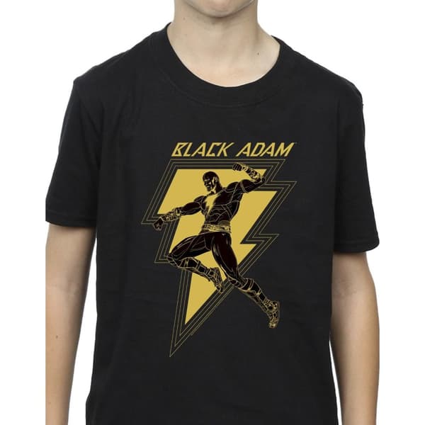 DC Comics Boys Black Adam Golden Bolt Chest T-Shirt