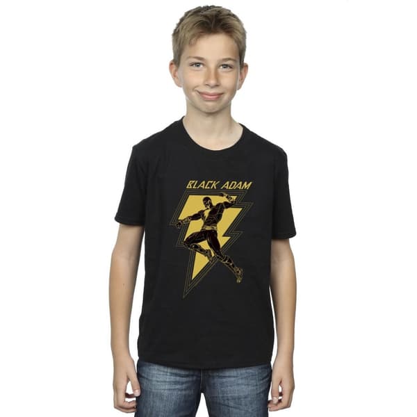 DC Comics Boys Black Adam Golden Bolt Chest T-Shirt