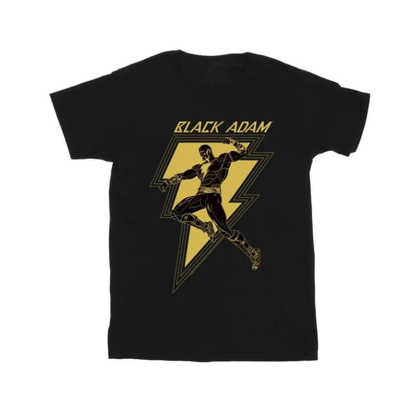 DC Comics Boys Black Adam Golden Bolt Chest T-Shirt