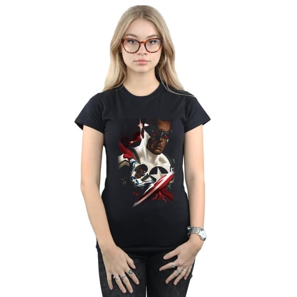 Marvel Womens/Ladies Captain America Sam Wilson Portrait Cotton T-Shirt