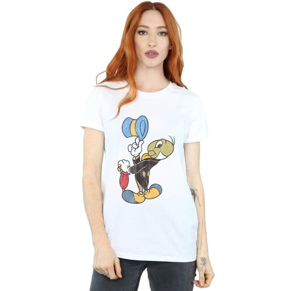 Disney Womens/Ladies Pinocchio Jiminy Cricket Cotton Boyfriend T-Shirt