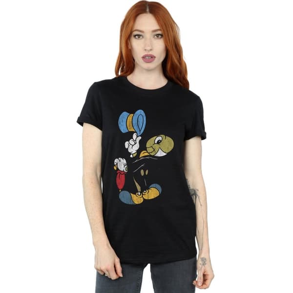 Disney Womens/Ladies Pinocchio Jiminy Cricket Cotton Boyfriend T-Shirt