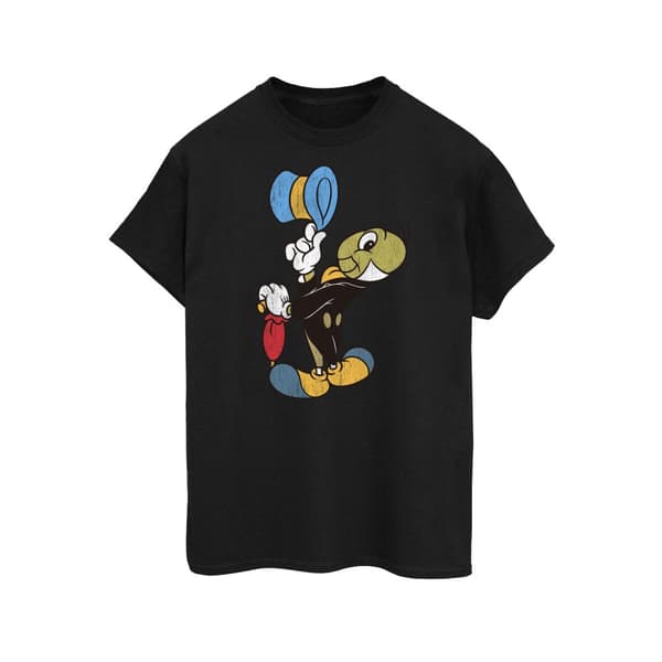 Disney Womens/Ladies Pinocchio Jiminy Cricket Cotton Boyfriend T-Shirt