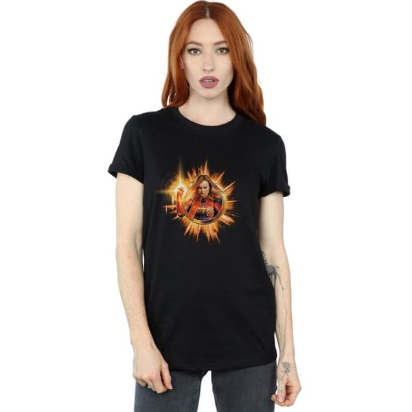 Marvel Womens/Ladies Avengers Endgame Captain Marvel Blast Cotton Boyfriend T-Shirt
