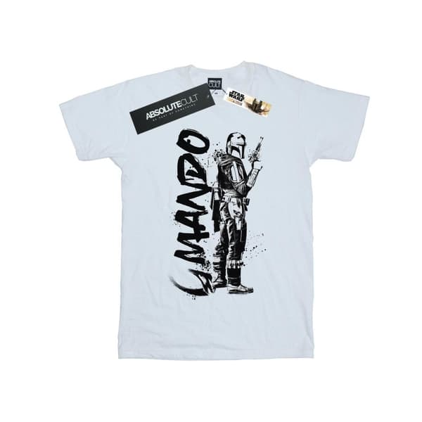 Star Wars Dam/Tjej The Mandalorian Splat Mando Boyfriend T-shirt i bomull