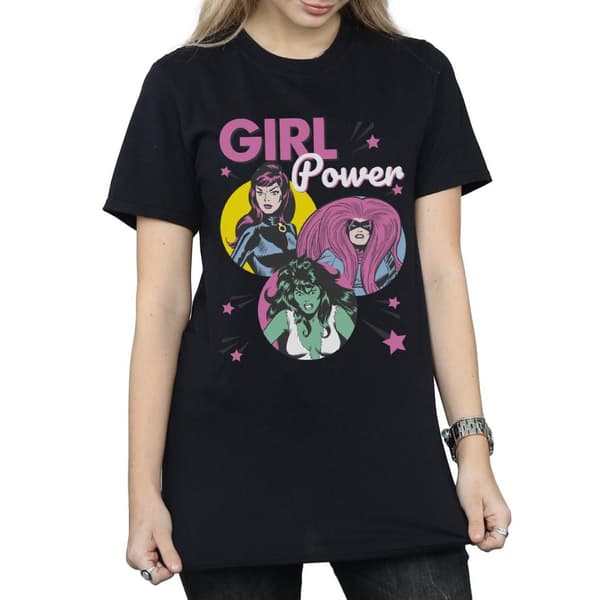 Marvel Comics Womens/Ladies Girl Power Cotton Boyfriend T-Shirt