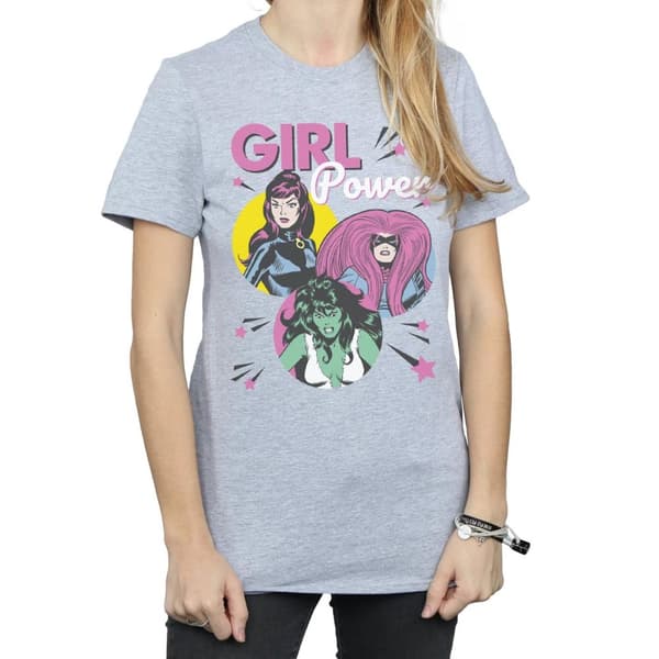 Marvel Comics Womens/Ladies Girl Power Cotton Boyfriend T-Shirt