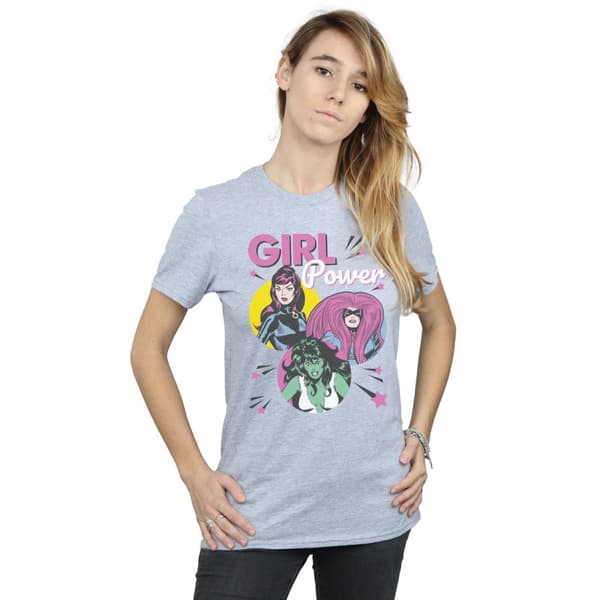 Marvel Comics Womens/Ladies Girl Power Cotton Boyfriend T-Shirt