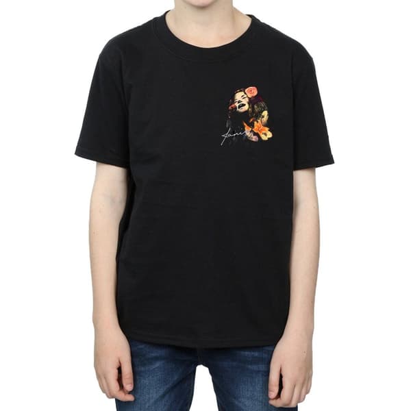 Janis Joplin T-shirt med blommig fuskficka för pojkar